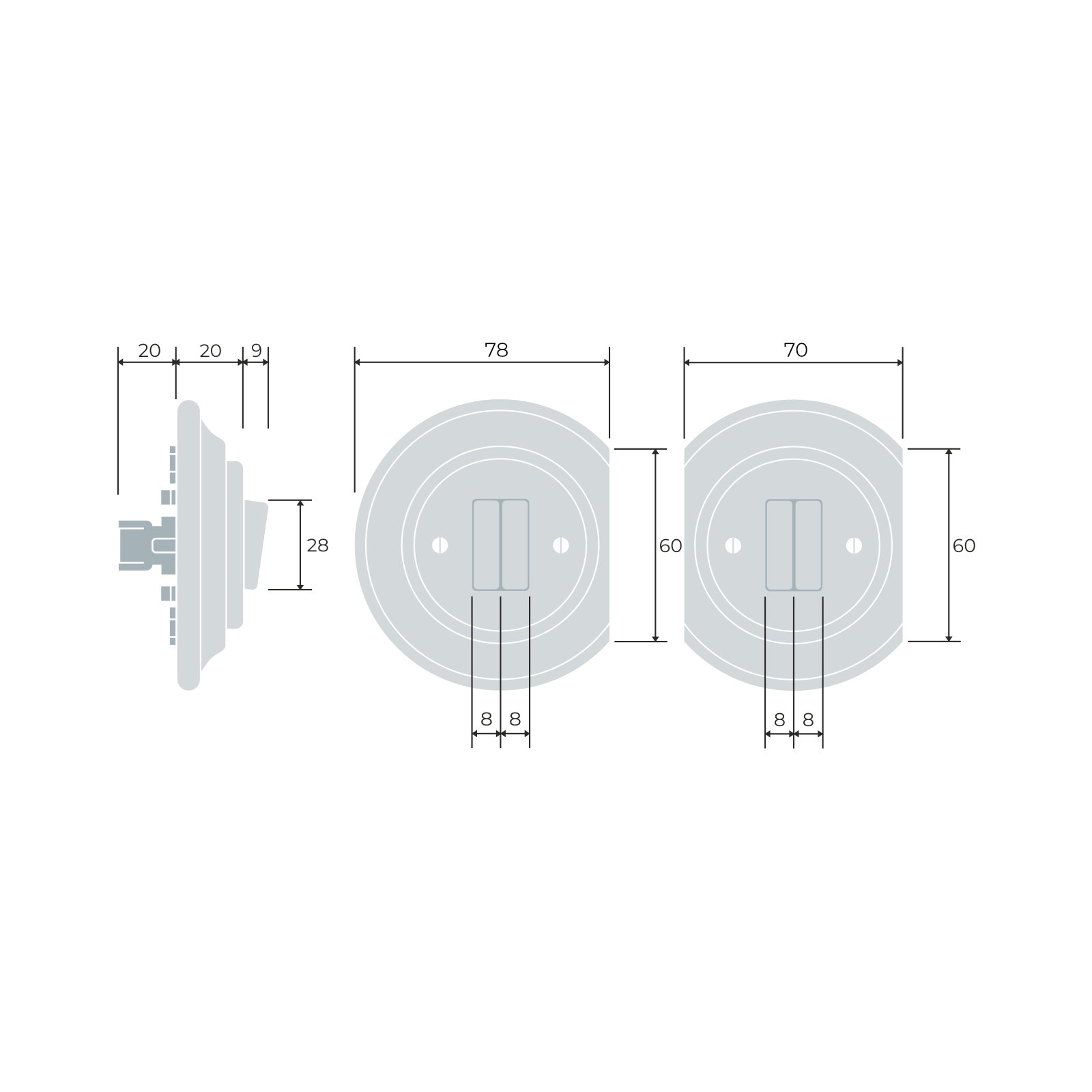 Porcelain switches - () a 2 key - multiple X | Katy Paty